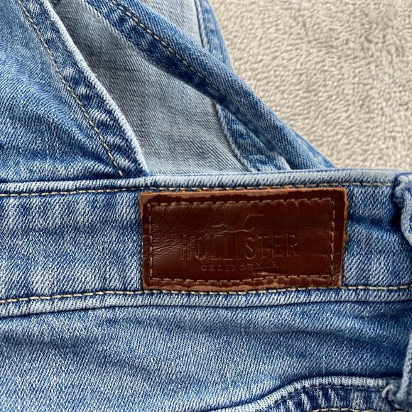 Hollister Womens Boyfriend Overalls Medium Straight Leg Distressed Blue Denim - Picture 16 of 16